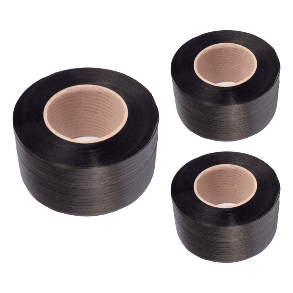 Pack 3 Rollos de Suncho Negro 1,2 cm x 1700 mts x 0,8 mm