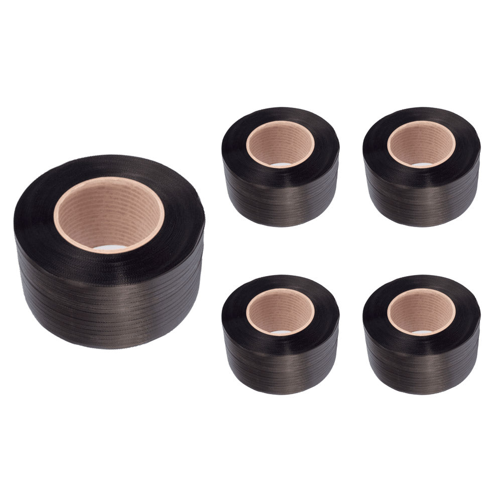 Pack 5 Rollos de Suncho Negro 1,2 cm x 1700 mts x 0,8 mm